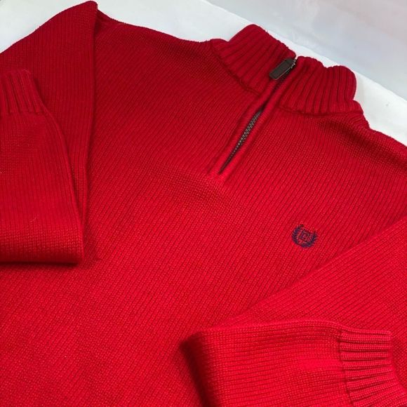 Chaps Red Half Zip Pullover Sweater - Picture 4 of 13